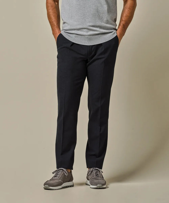 Profuomo Tech Broek – Navy-62% polyester, 33% viscose, 5% elastaan-HEREN BROEKEN-Blauw