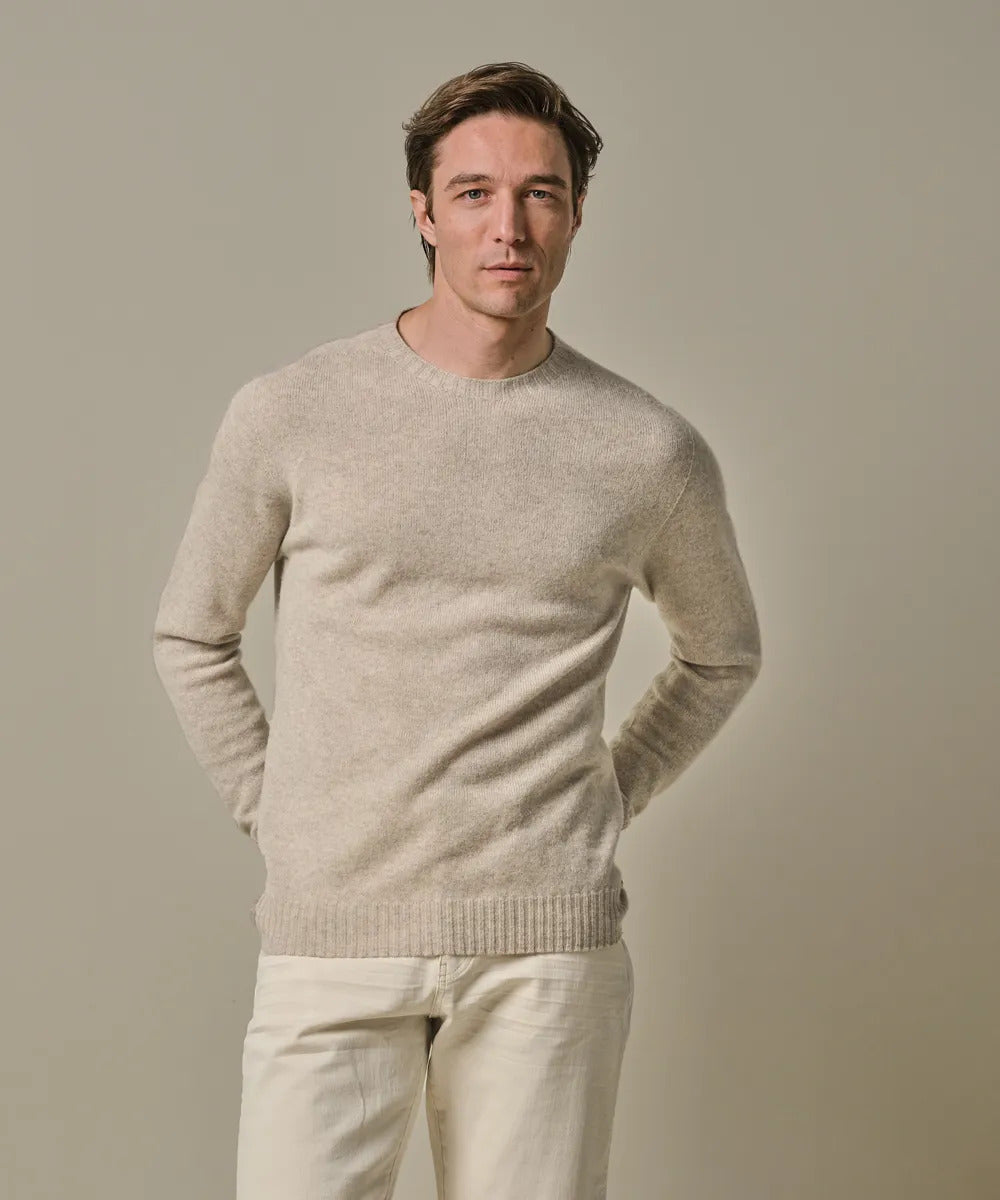 Profuomo Trui – Beige-90% wol, 10% cashmere-HEREN TRUIEN & VESTEN-Beige