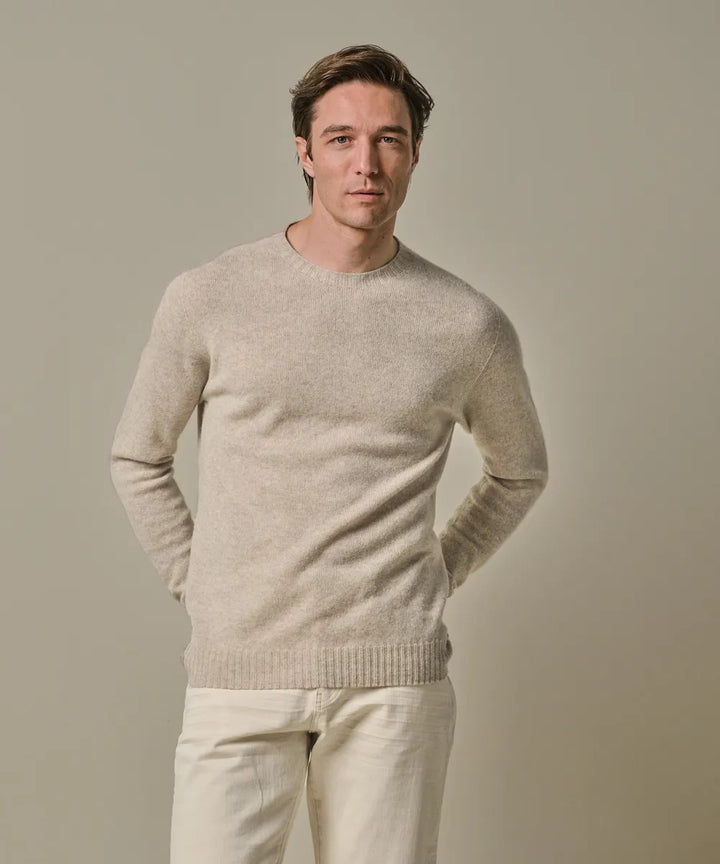 Profuomo Trui – Beige-90% wol, 10% cashmere-HEREN TRUIEN & VESTEN-Beige