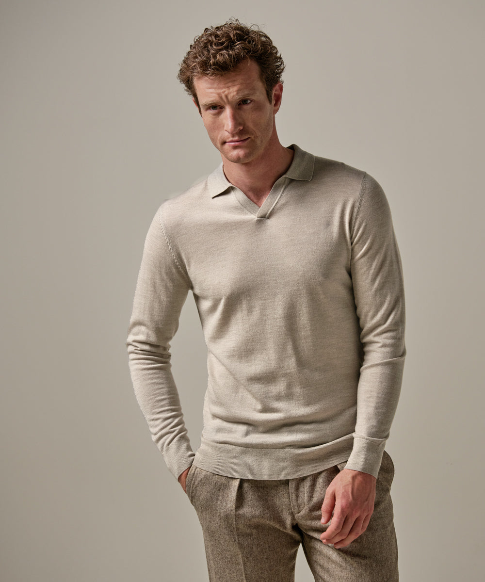 Profuomo Trui Polokraag – Beige-100% merinowol-HEREN TRUIEN & VESTEN-Beige