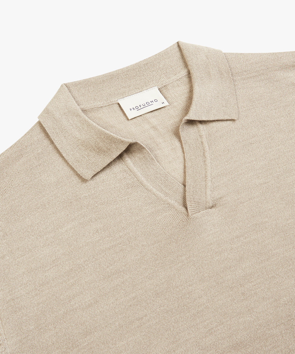 Profuomo Trui Polokraag – Beige-100% merinowol-HEREN TRUIEN & VESTEN-Beige