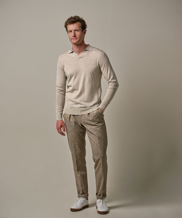 Profuomo Trui Polokraag – Beige-100% merinowol-HEREN TRUIEN & VESTEN-Beige