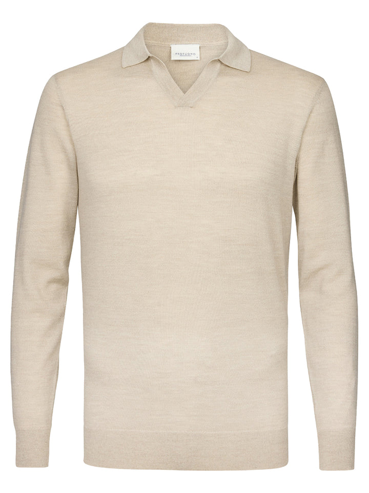 Profuomo Trui Polokraag – Beige-100% merinowol-HEREN TRUIEN & VESTEN-Beige