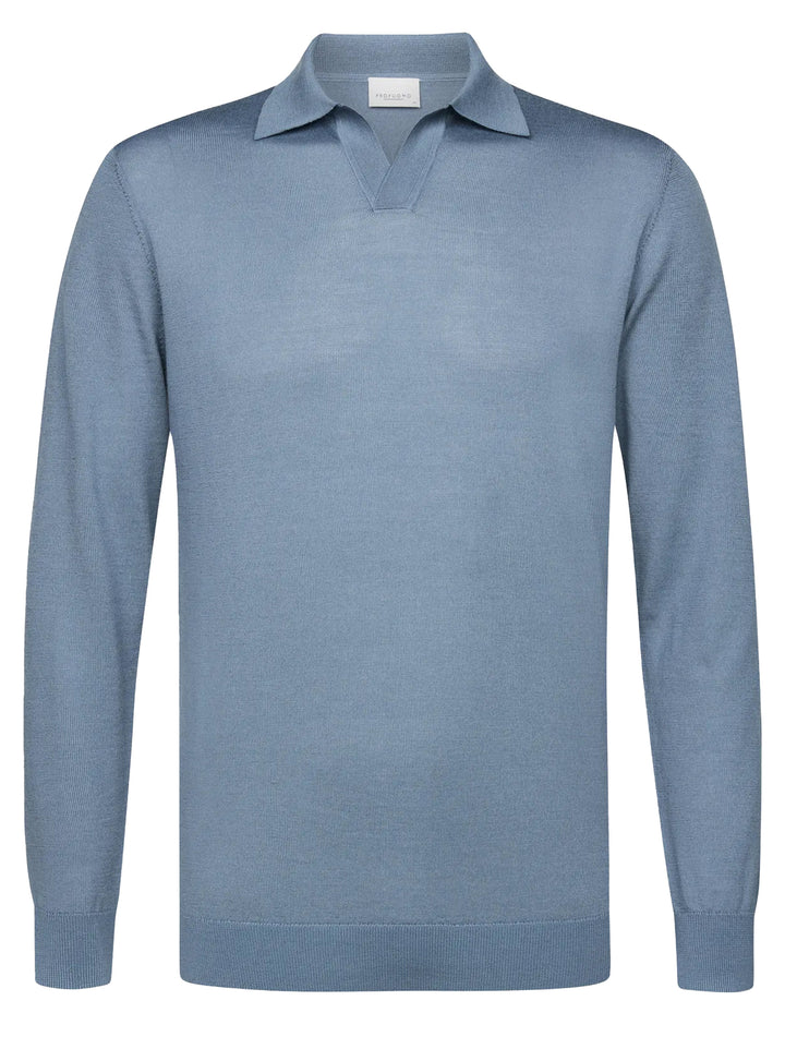 Profuomo Trui Polokraag – Blauw-100% wol-HEREN TRUIEN & VESTEN-Blauw