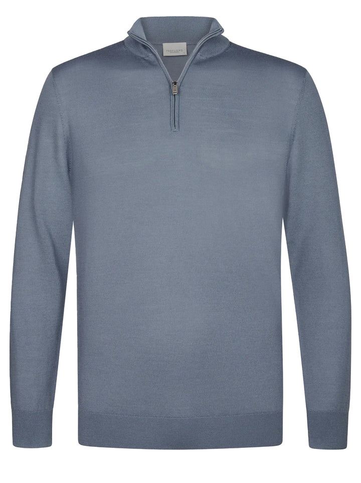 Profuomo Trui Rits – Blauw-100% wol-HEREN TRUIEN & VESTEN-Blauw