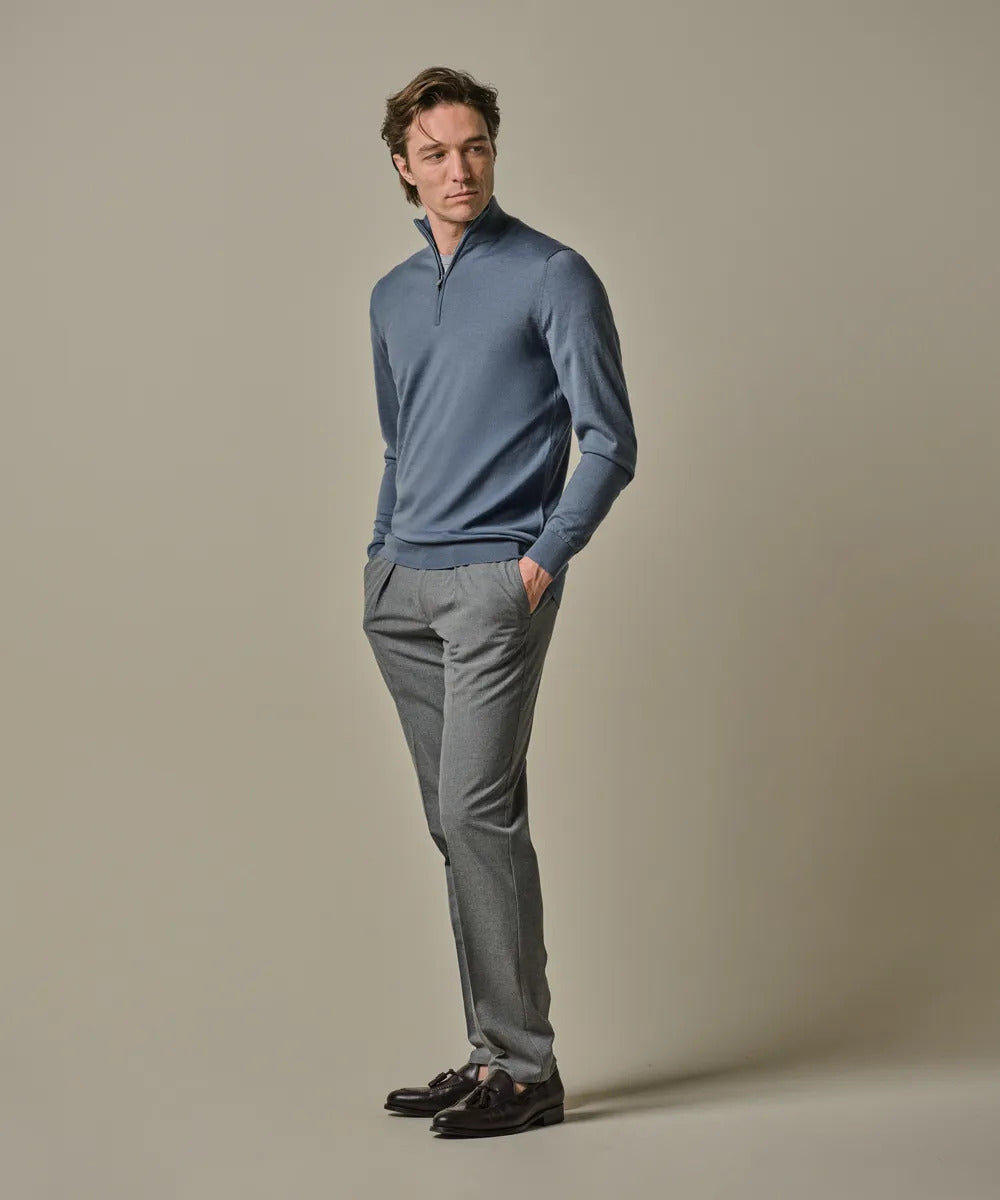 Profuomo Trui Rits – Blauw-100% wol-HEREN TRUIEN & VESTEN-Blauw