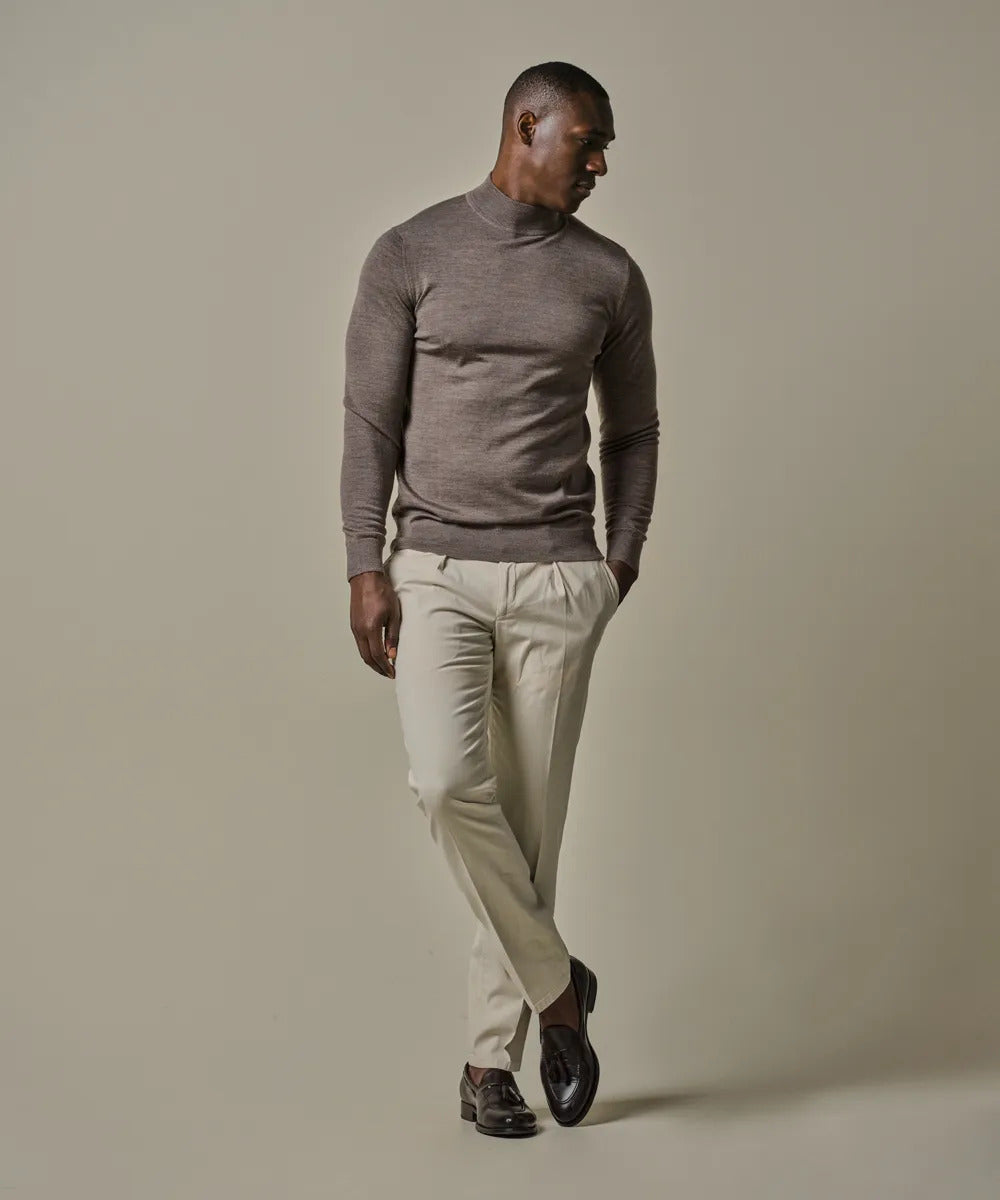 Profuomo Trui Ronde Hals – Bruin-100% wol-HEREN TRUIEN & VESTEN-Bruin