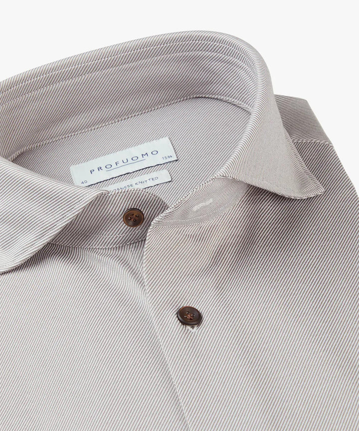 Profuomo twill Japanese knitted overhemd -54% Katoen / 46% Polyester-HEREN SHIRTS-Grijs