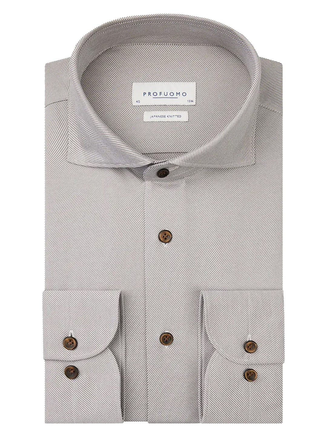 Profuomo twill Japanese knitted overhemd -54% Katoen / 46% Polyester-HEREN SHIRTS-Grijs