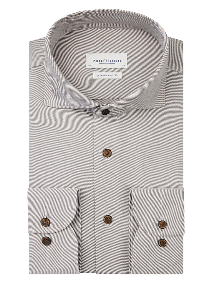Profuomo twill Japanese knitted overhemd -54% Katoen / 46% Polyester-HEREN SHIRTS-Grijs