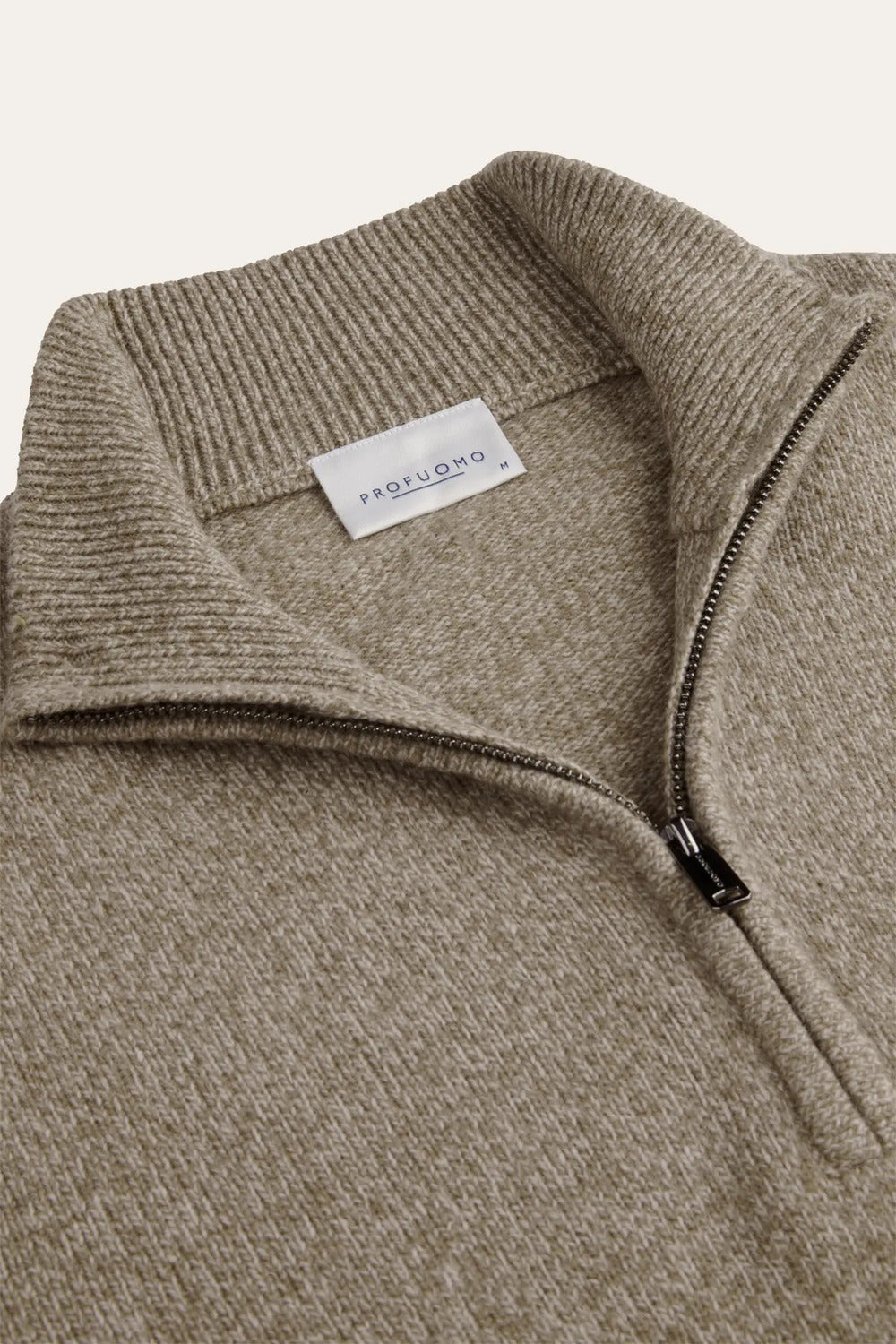 Profuomo Two-Tone Wollen Half Zip – Beige-80% wol, 20% polyamide-HEREN TRUIEN & VESTEN-Beige