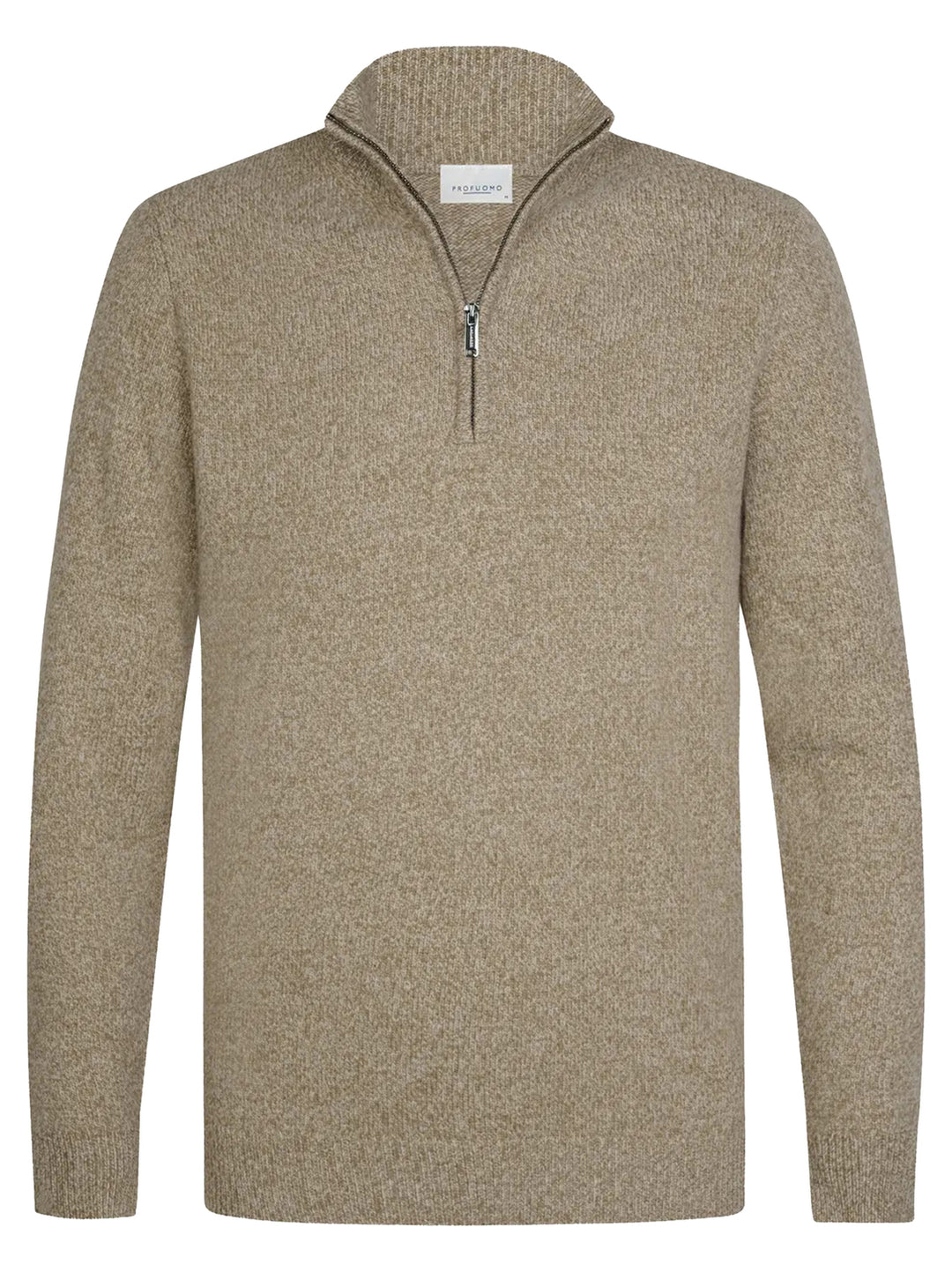 Profuomo Two-Tone Wollen Half Zip – Beige-80% wol, 20% polyamide-HEREN TRUIEN & VESTEN-Beige