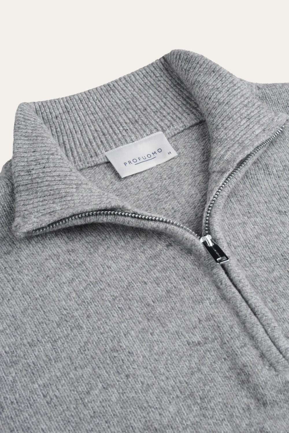 Profuomo Two-Tone Wollen Half Zip – Grijs-80% wol, 20% polyamide-HEREN TRUIEN & VESTEN-Grijs