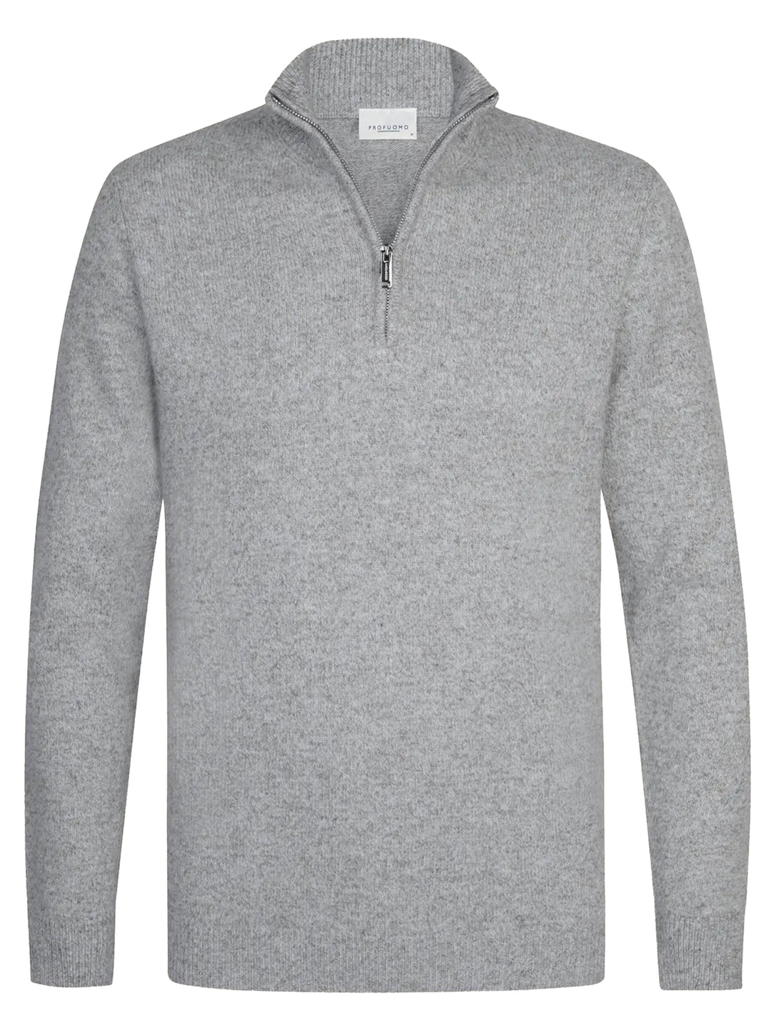 Profuomo Two-Tone Wollen Half Zip – Grijs-80% wol, 20% polyamide-HEREN TRUIEN & VESTEN-Grijs