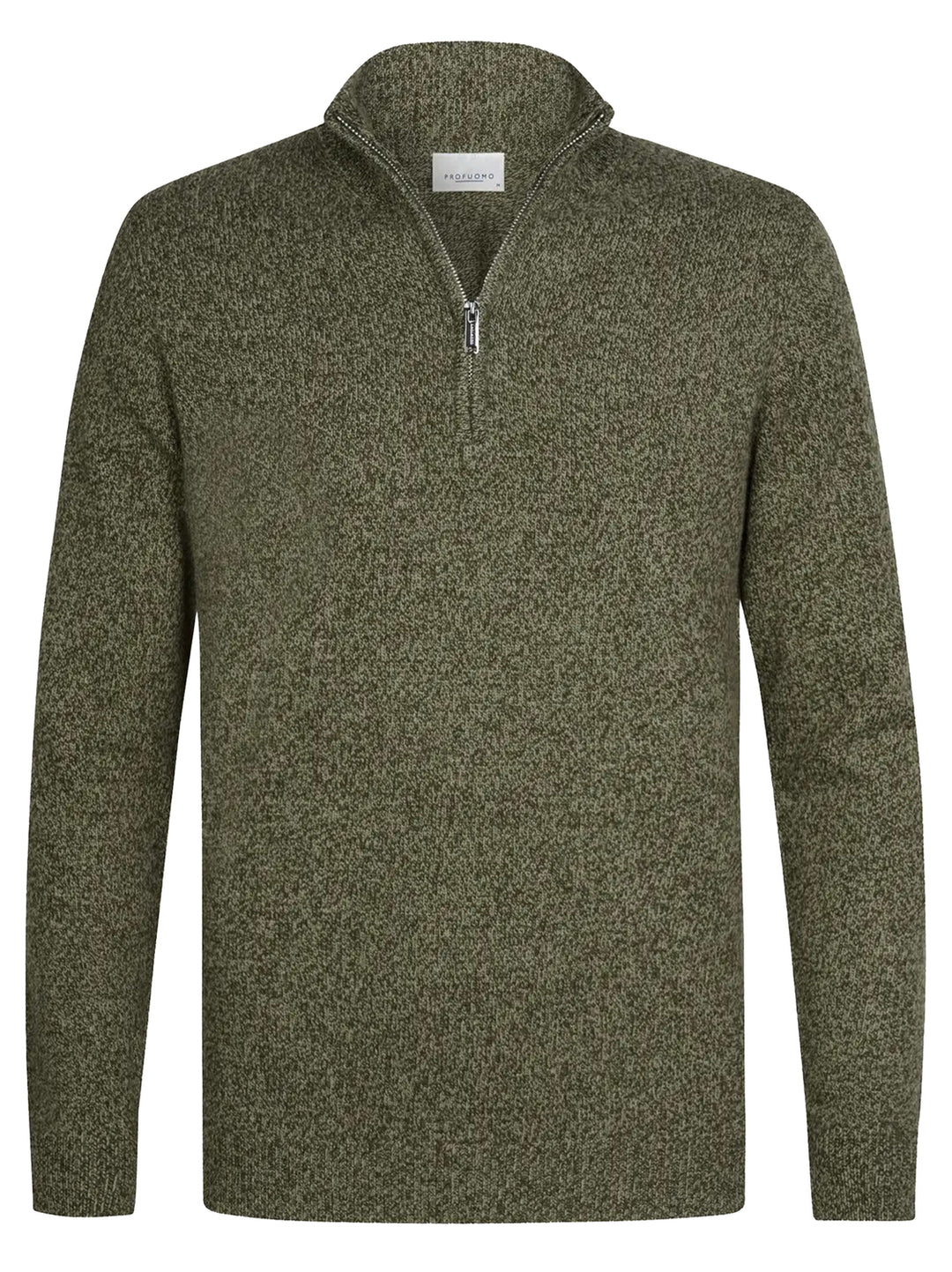 Profuomo Two-Tone Wollen Half Zip – Groen-80% wol, 20% polyamide-HEREN TRUIEN & VESTEN-Groen