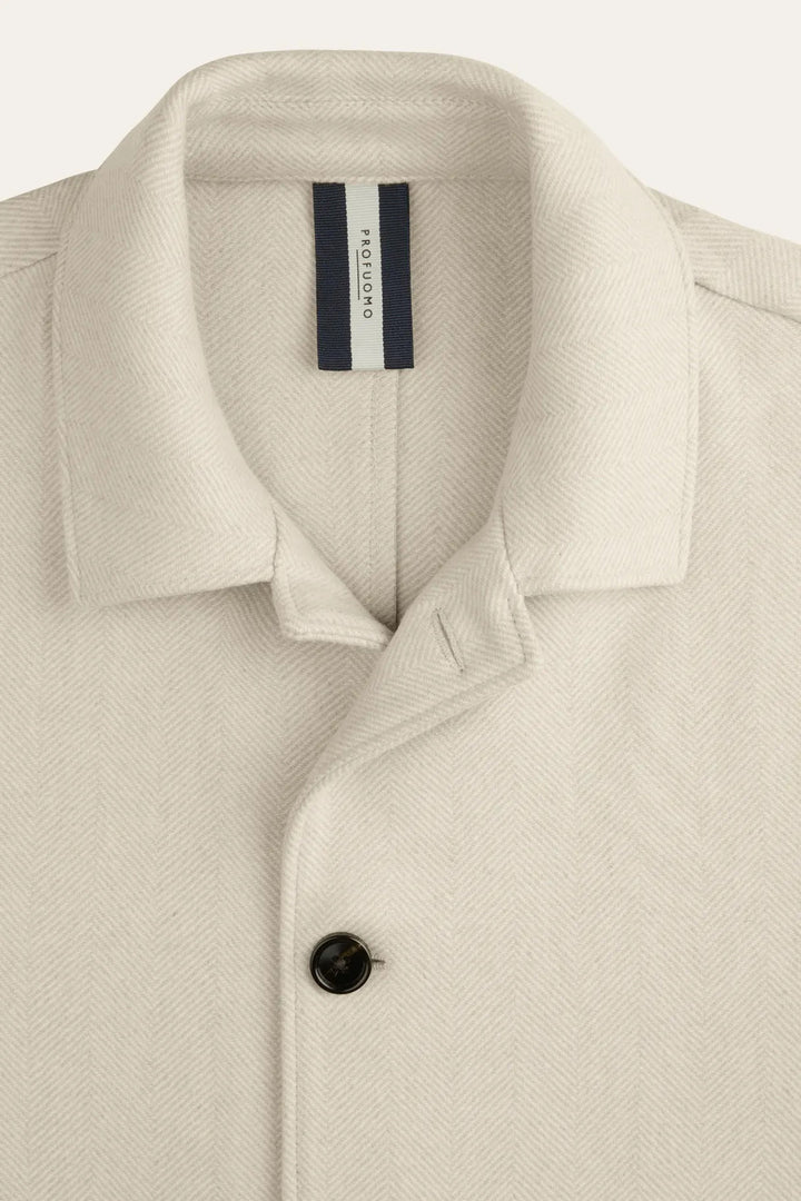 Profuomo Visgraat Wollen Overshirt Normale Fit-100% wol-HEREN SHIRTS-Beige