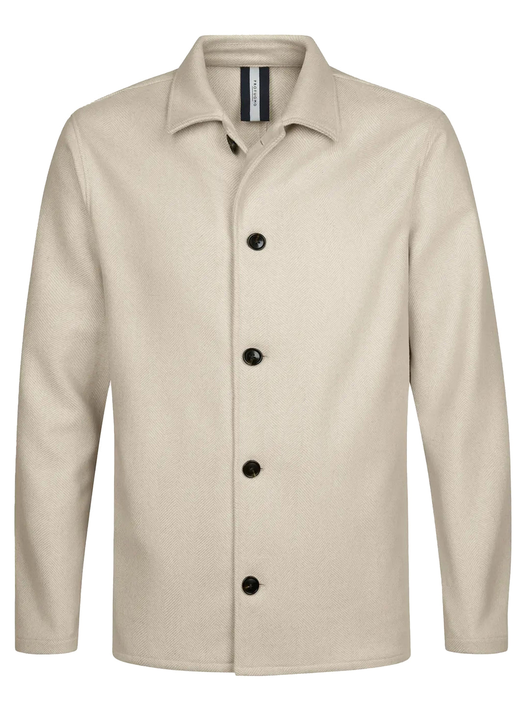 Profuomo Visgraat Wollen Overshirt Normale Fit-100% wol-HEREN SHIRTS-Beige