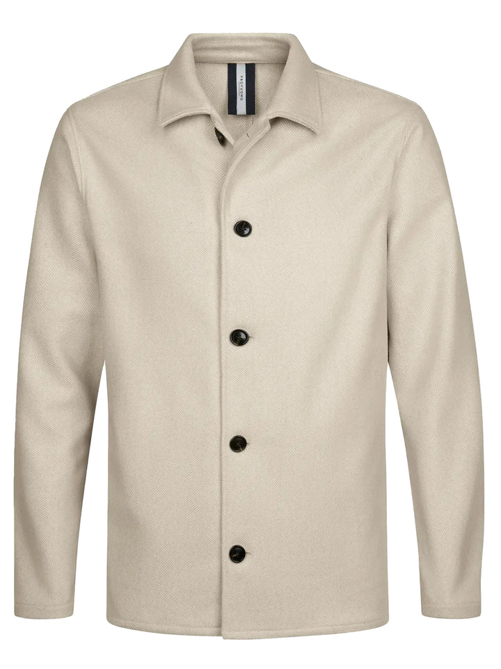 Profuomo Visgraat Wollen Overshirt Normale Fit-100% wol-HEREN SHIRTS-Beige