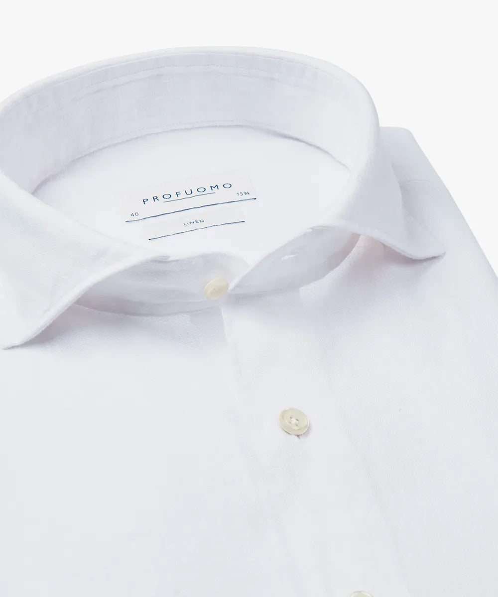 Profuomo wit linnen overhemd-100% Linnen-HEREN SHIRTS-Wit