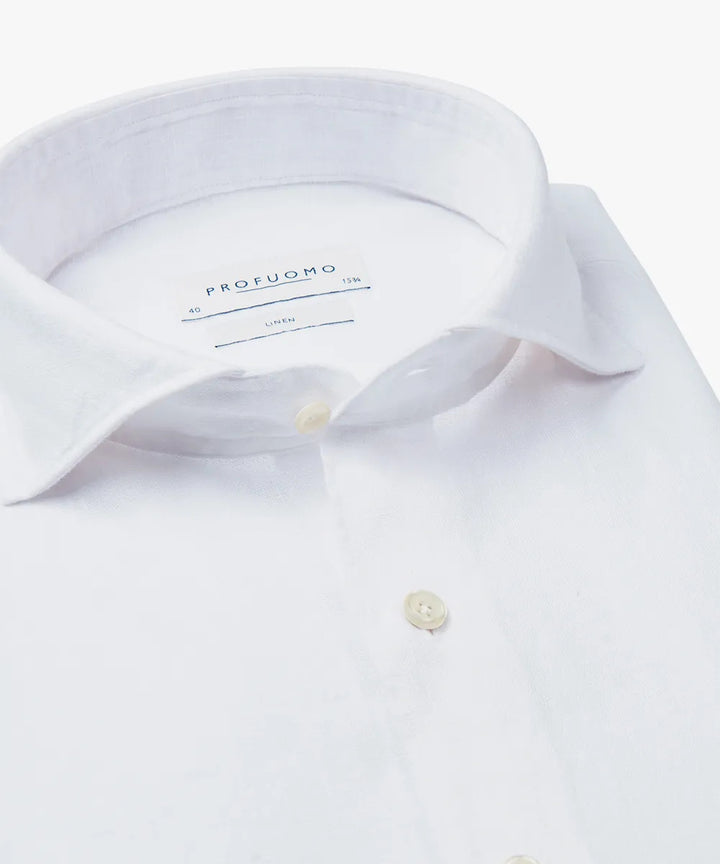 Profuomo wit linnen overhemd-100% Linnen-HEREN SHIRTS-Wit