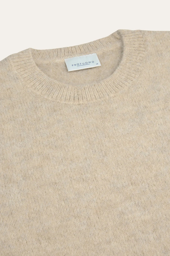 Profuomo Wol Alpaca Crewneck Trui – Beige-38% wol, 34% alpaca, 14% acryl, 12% polyamide-HEREN TRUIEN & VESTEN-Beige