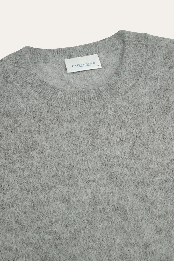 Profuomo Wol Alpaca Crewneck Trui – Grijs-38% wol, 34% alpaca, 14% acryl, 12% polyamide-HEREN TRUIEN & VESTEN-Grijs