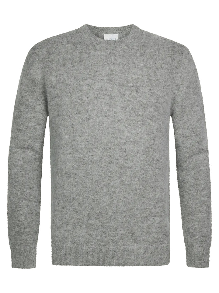 Profuomo Wol Alpaca Crewneck Trui – Grijs-38% wol, 34% alpaca, 14% acryl, 12% polyamide-HEREN TRUIEN & VESTEN-Grijs