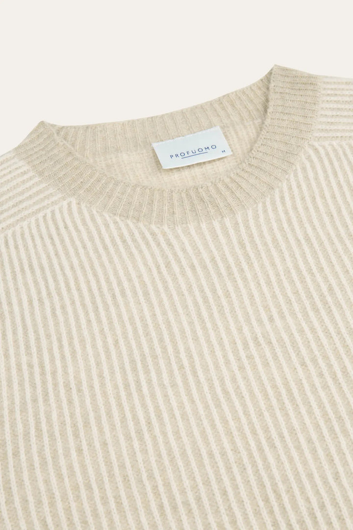 Profuomo Wol Cashmere Crewneck Trui – Beige-90% wol, 10% kasjmier-HEREN TRUIEN & VESTEN-Beige