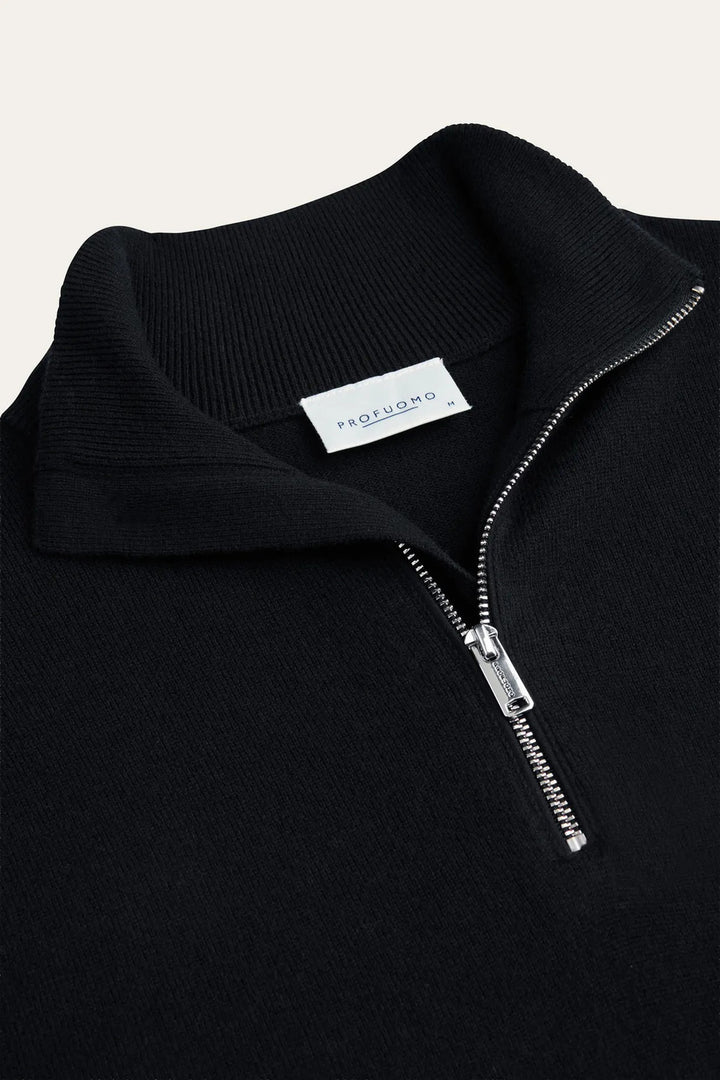 Profuomo Wolblend Half Zip – Blauw-50% wol, 30% polyamide, 20% modal-HEREN TRUIEN & VESTEN-Blauw