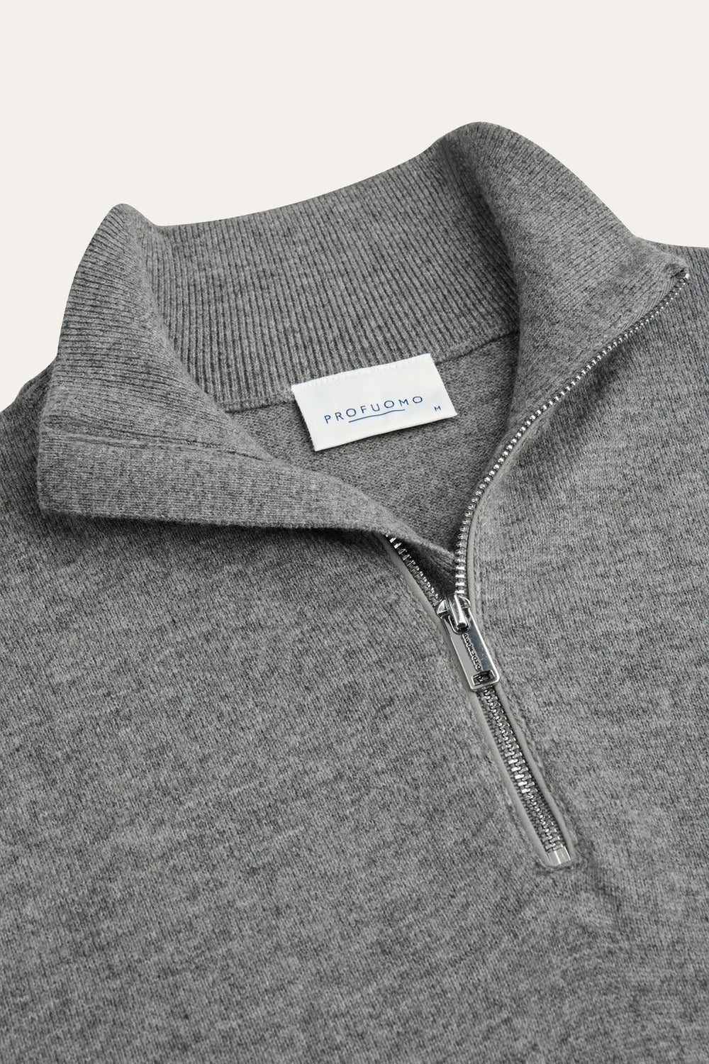 Profuomo Wolblend Half Zip – Grijs-50% wol, 30% polyamide, 20% modal-HEREN TRUIEN & VESTEN-Grijs