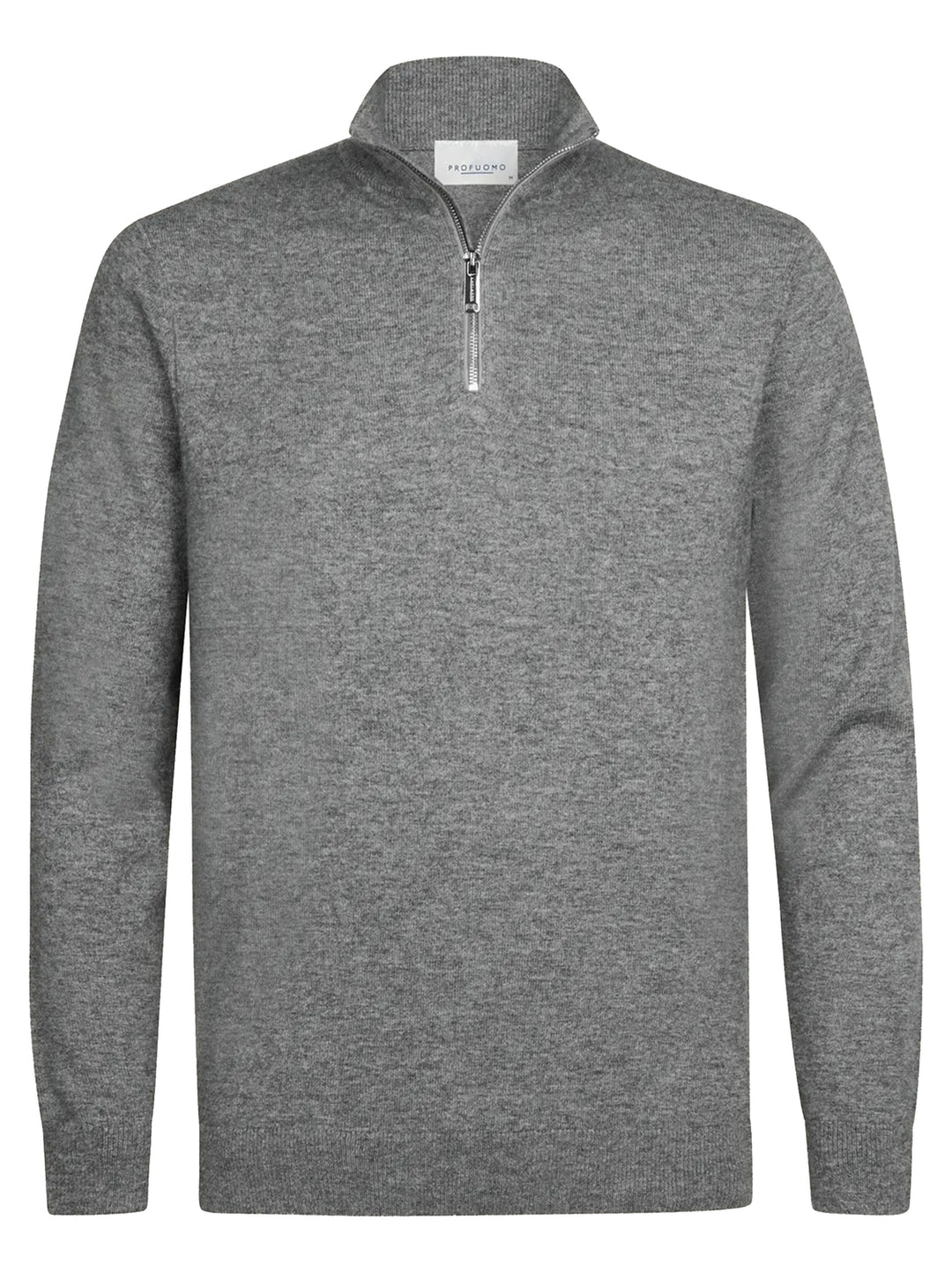 Profuomo Wolblend Half Zip – Grijs-50% wol, 30% polyamide, 20% modal-HEREN TRUIEN & VESTEN-Grijs