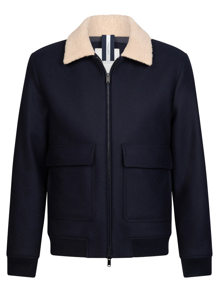 Profuomo Wollen Bomber – Blauw-75% wol, 25% polyamide<br />Voering: 100% polyester-HEREN JASSEN & JACKS-Blauw