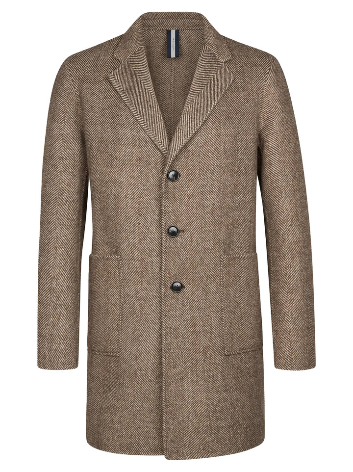 Profuomo Wollen Jas – Bruin-50% wol, 50% polyester-HEREN JASSEN & JACKS-Bruin