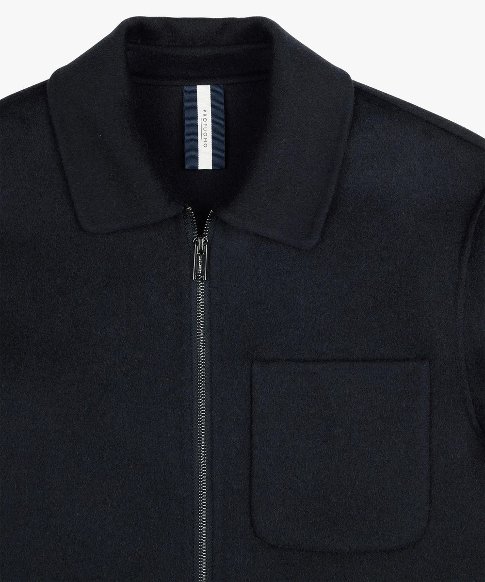 Profuomo Wollen Overshirt – Blauw-60% wol, 40% polyester-HEREN SHIRTS-Blauw