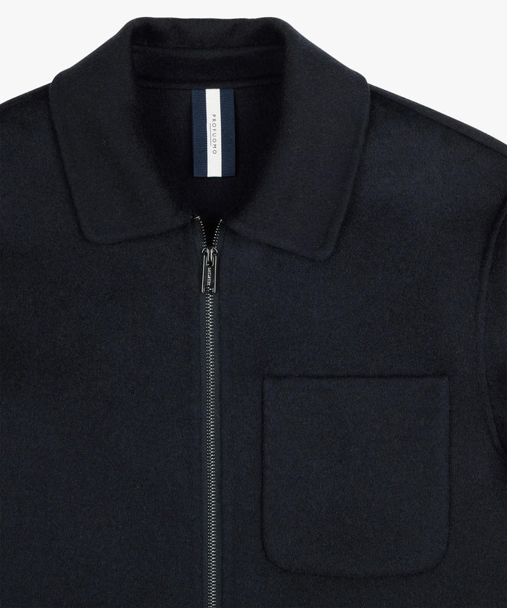 Profuomo Wollen Overshirt – Blauw-60% wol, 40% polyester-HEREN SHIRTS-Blauw