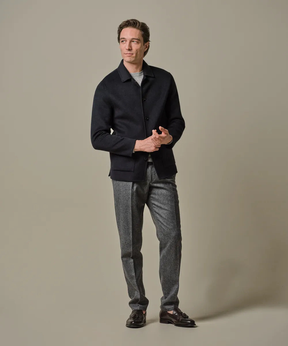 Profuomo Wollen Overshirt – Blauw-60% wol, 40% polyester-HEREN SHIRTS-Blauw