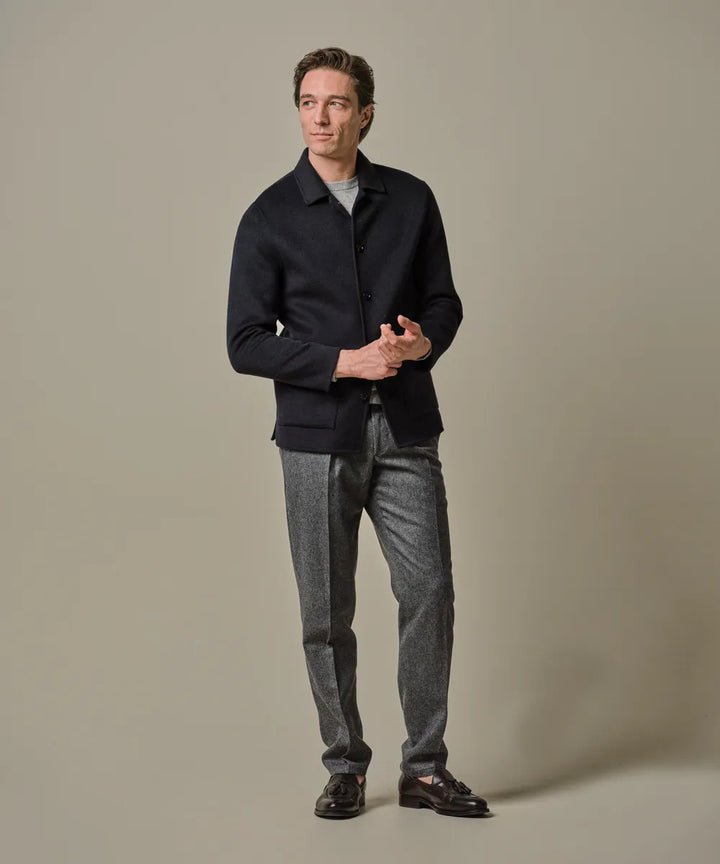 Profuomo Wollen Overshirt – Blauw-60% wol, 40% polyester-HEREN SHIRTS-Blauw