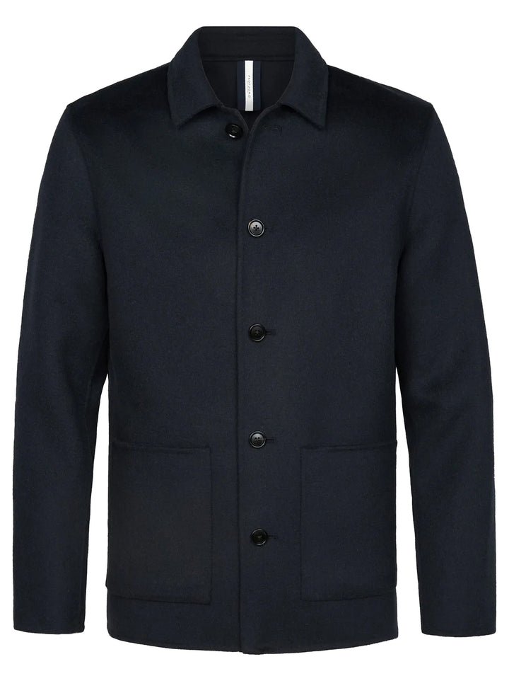 Profuomo Wollen Overshirt – Blauw-60% wol, 40% polyester-HEREN SHIRTS-Blauw