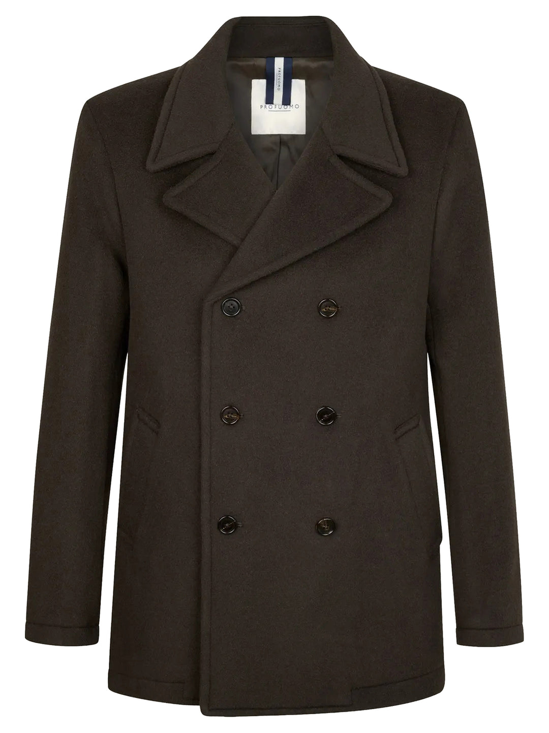 Profuomo Wollen Peacoat – Bruin-100% wol<br />Voering: 54% polyester, 46% viscose-HEREN JASSEN & JACKS-Bruin