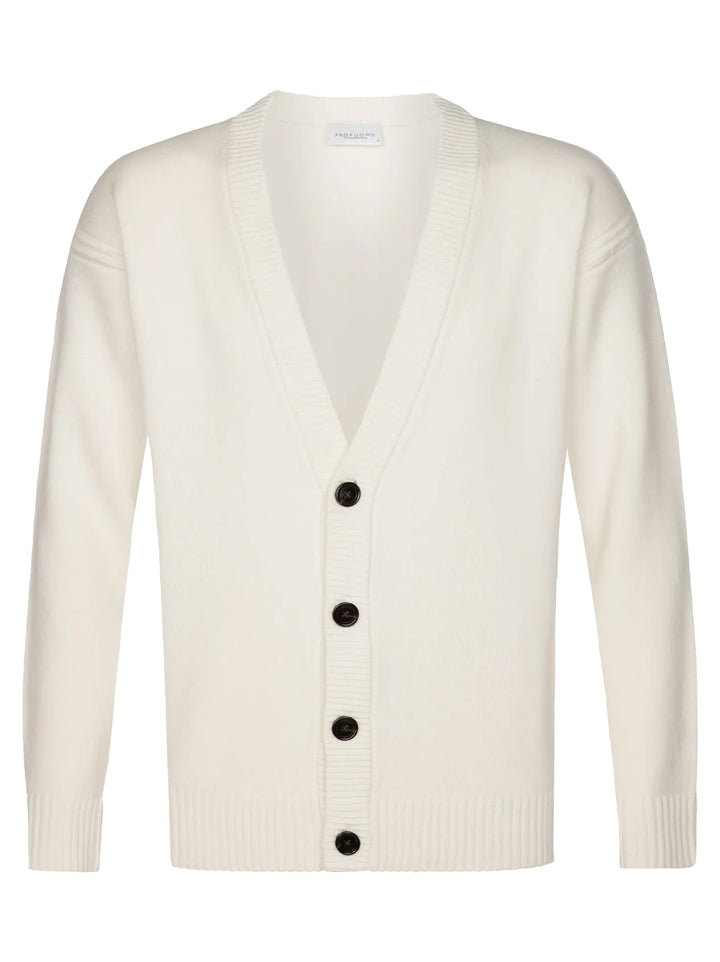 Profuomo Wool‑Blend Cardigan – Off‑White-50% wol, 30% polyamide, 20% modal-HEREN TRUIEN & VESTEN-Room