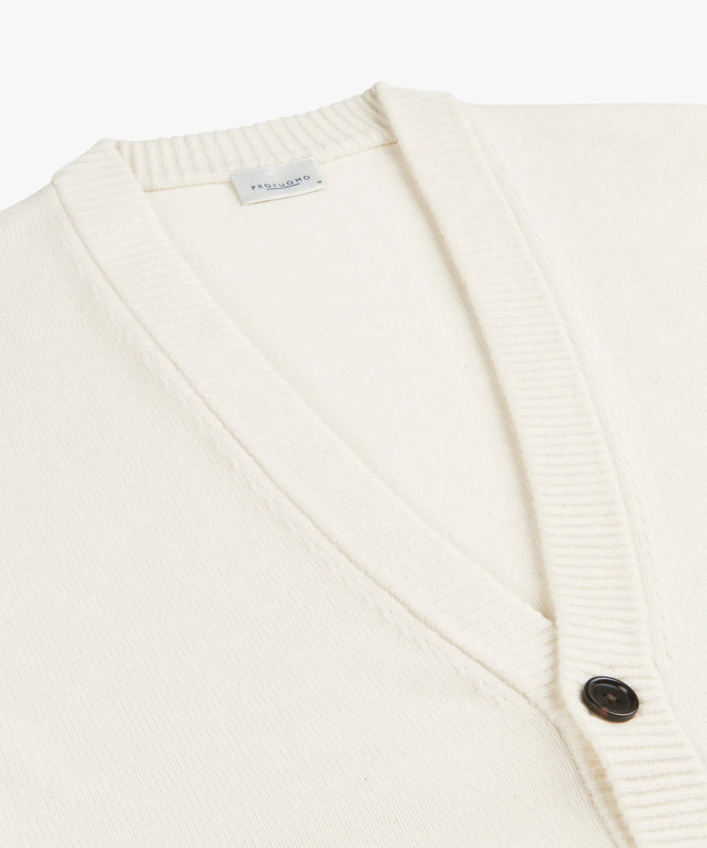 Profuomo Wool‑Blend Cardigan – Off‑White-50% wol, 30% polyamide, 20% modal-HEREN TRUIEN & VESTEN-Room