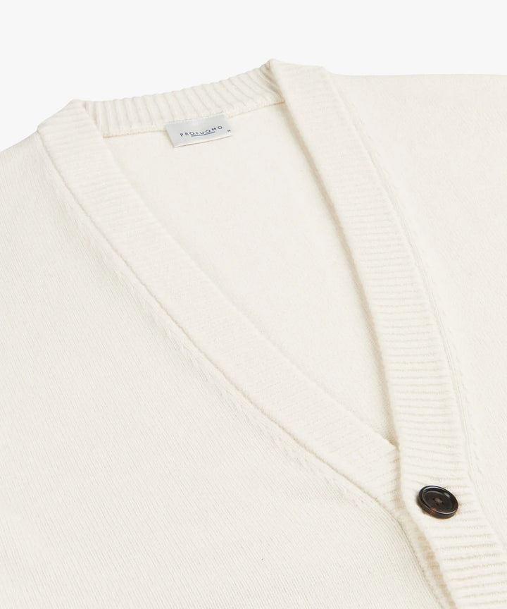 Profuomo Wool‑Blend Cardigan – Off‑White-50% wol, 30% polyamide, 20% modal-HEREN TRUIEN & VESTEN-Room