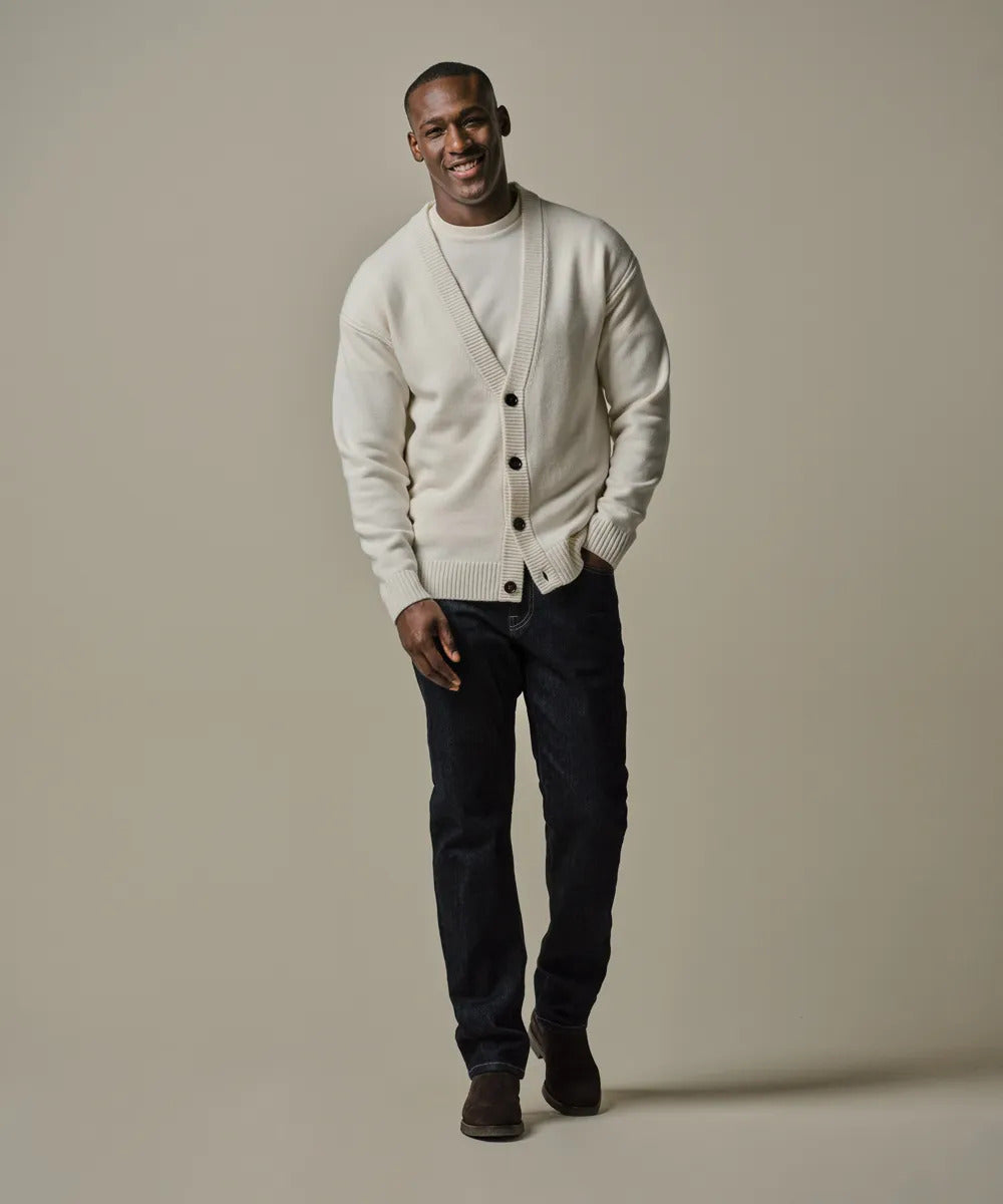 Profuomo Wool‑Blend Cardigan – Off‑White-50% wol, 30% polyamide, 20% modal-HEREN TRUIEN & VESTEN-Room