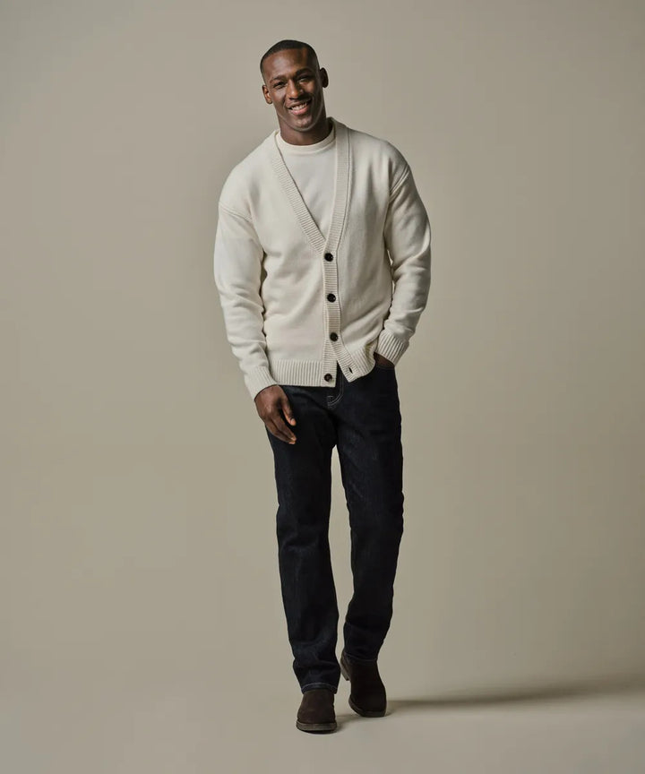 Profuomo Wool‑Blend Cardigan – Off‑White-50% wol, 30% polyamide, 20% modal-HEREN TRUIEN & VESTEN-Room