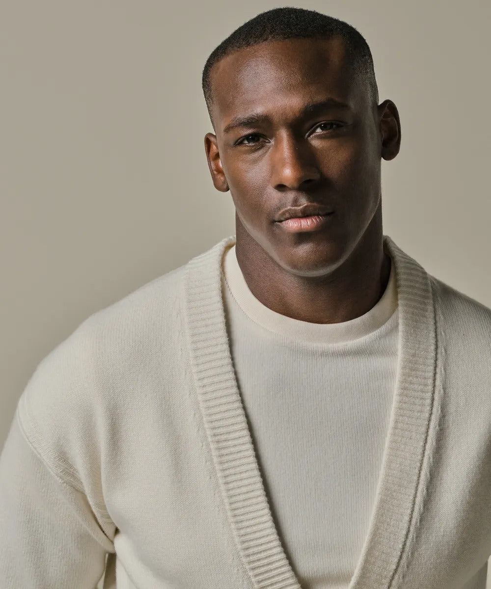 Profuomo Wool‑Blend Cardigan – Off‑White-50% wol, 30% polyamide, 20% modal-HEREN TRUIEN & VESTEN-Room