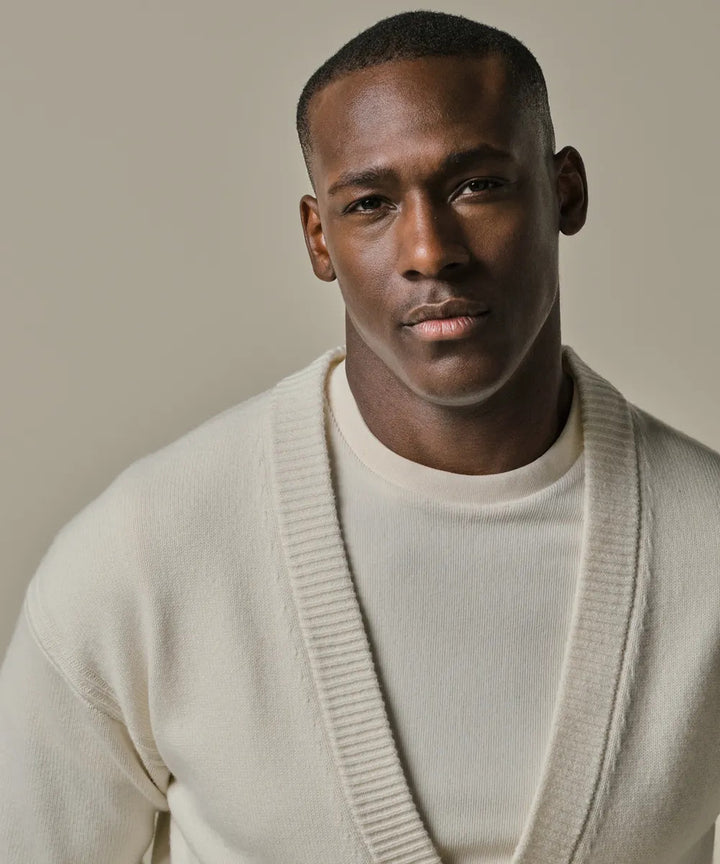 Profuomo Wool‑Blend Cardigan – Off‑White-50% wol, 30% polyamide, 20% modal-HEREN TRUIEN & VESTEN-Room