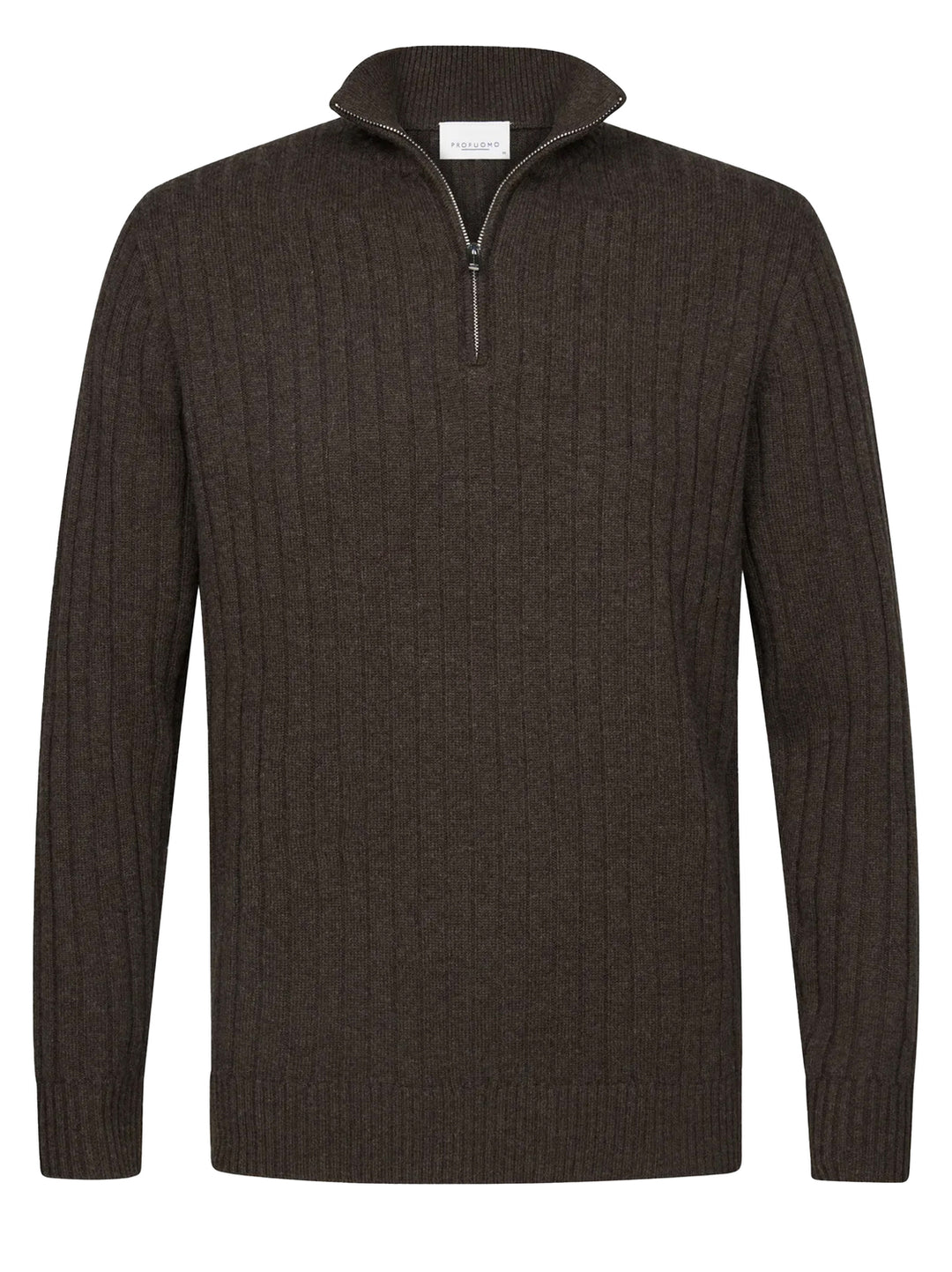 Profuomo Wool‑Blend Half‑Zip Trui – Bruin-50% wol, 30% polyamide, 20% modal-HEREN TRUIEN & VESTEN-Bruin