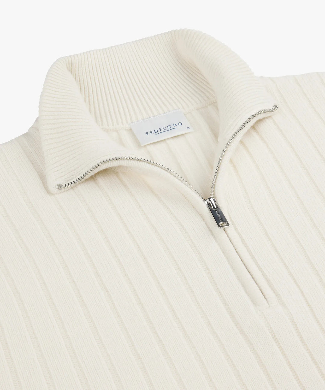 Profuomo Wool‑Blend Half‑Zip Trui – Off‑White-50% wol, 30% polyamide, 20% modal-HEREN TRUIEN & VESTEN-Room
