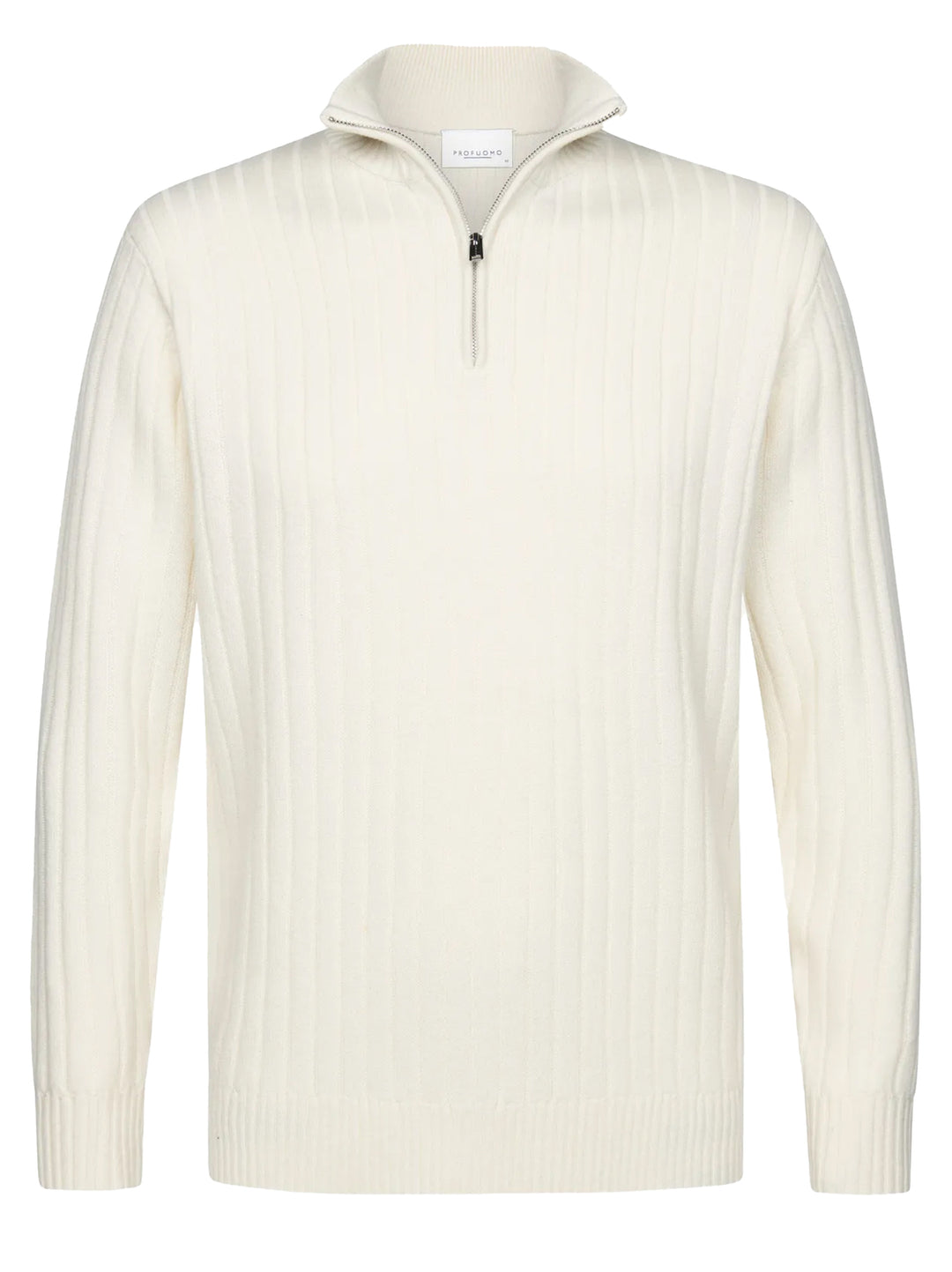 Profuomo Wool‑Blend Half‑Zip Trui – Off‑White-50% wol, 30% polyamide, 20% modal-HEREN TRUIEN & VESTEN-Room