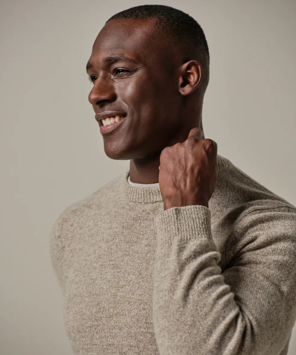 Profuomo Wool Blend Trui – Beige-80% wol, 20% polyamide-HEREN TRUIEN & VESTEN-Beige